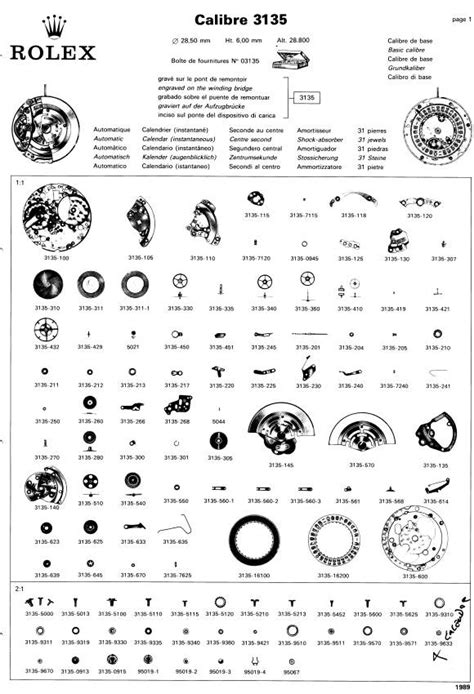 rolex replacement parts list